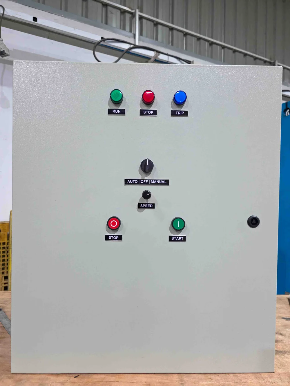 Operator controls fitted to a motor control panel